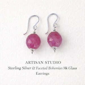 Sterling Silver Faceted Bohemian Milk Glass Earrings | Artisan Studio